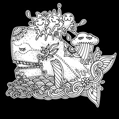 Big whale swimming on the ocean