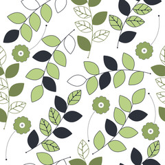Decorative seamless pattern with flowers and leaves isolated on
