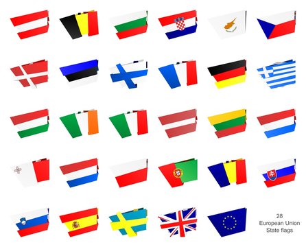 origami flags - set of the 29 european union state flags
