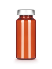 Brown blank glass medical bottle isolated on white background
