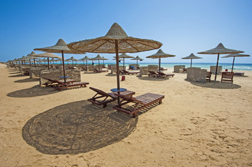 Tropical sandy beach at a hotel resort