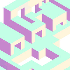 Isometric shapes in bright colors.