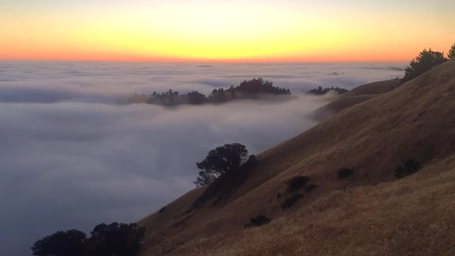 Beautiful rolling fog at sunset from Mount Tamalpais