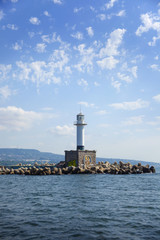 Lighthouse in Varna bay, Bulgaria, Black sea 