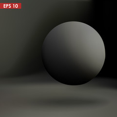Illustration of black 3d sphere on black background