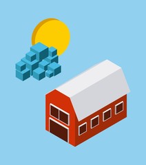 farm sun cloud icon. Isometric design. Vector graphic