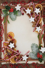 Fototapeta na wymiar Christmas Abstract Food Border
