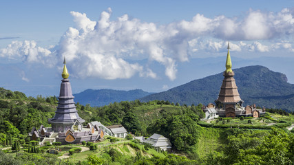 Pagoda on the top of mountain Inthanon, Chiang Mai, Thailand.