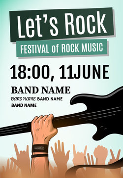 Let's rock festival poster. Vector illustration
