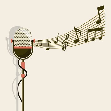 Microphone and music note icon. Retro and Music design. Vector g Stock  Vector | Adobe Stock