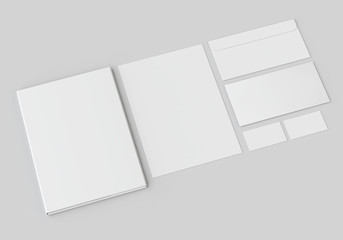 White stationery mock-up, template for branding identity on gray background. For graphic designers...