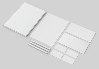 White stationery mock-up, template for branding identity on gray background. For graphic designers...
