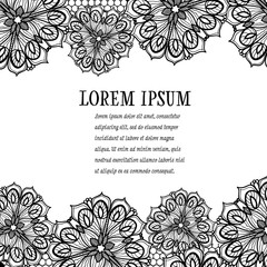 Old lace frame, ornamental flowers. Vector texture.