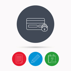 Blocked credit card icon. Shopping sign.