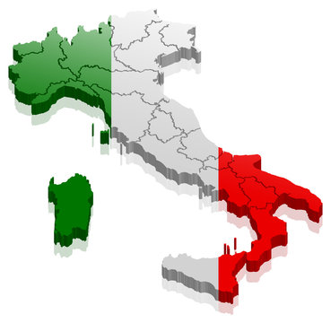 Italien Stiefel 3D Landkarte mit italienischer Flagge