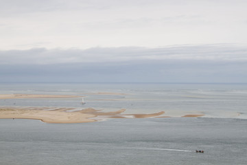 sail boat sailing in the Atlantic ocean near the french coast