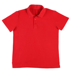 Red polo shirt isolated on white background - 116203887