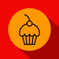 Vector Cupcake Icon with Linear Style