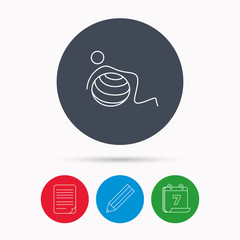 Gymnastic ball icon. Pilates fitness sign.