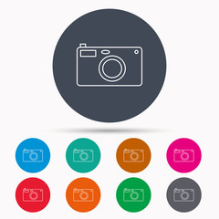 Photo camera icon. Photographer equipment sign.