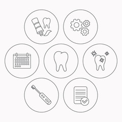 Healthy teeth, tooth and toothpaste icons.