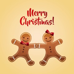 cookie couple cartoon icon. Merry Christmas design. Vector graph