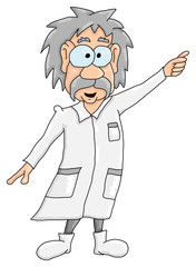 Senior scientist pointing with his finger