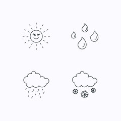 Weather, sun and rain icons. Snow.