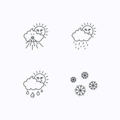 Snowflakes, sun and rain icons.