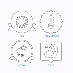 Thermometer, sun and snow icons.