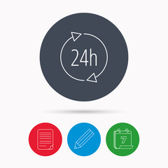 24 hours icon. Customer service sign.