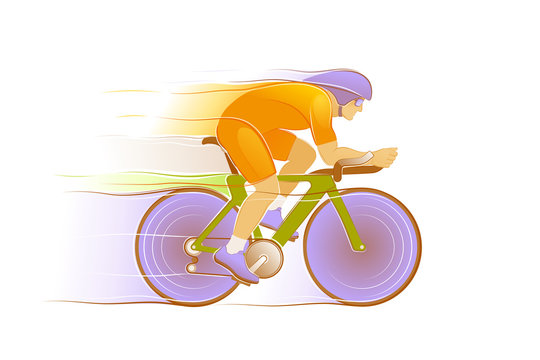 Bicycle Racing. Sportsman / bicyclist, participating in the sports competition of Cycle Racing. Illustration on the subject of Sports Games.