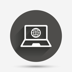 Laptop sign icon. Notebook pc with globe symbol