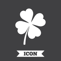Clover with four leaves sign. St. Patrick symbol.