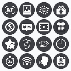 Photo, video icons. Camera, photos and frame.