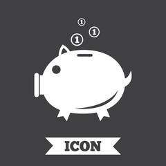 Piggy bank sign icon. Moneybox symbol.