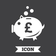 Piggy bank sign icon. Moneybox symbol.