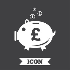 Piggy bank sign icon. Moneybox symbol.