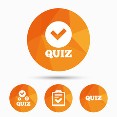 Quiz icons. Checklist with check mark symbol.