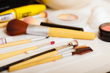 makeup brushes and cosmetics