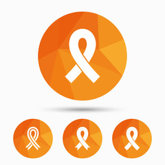 Breast cancer awareness icons. Ribbon signs.