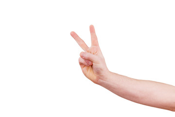 Naklejka premium male hand gesturing victory sign