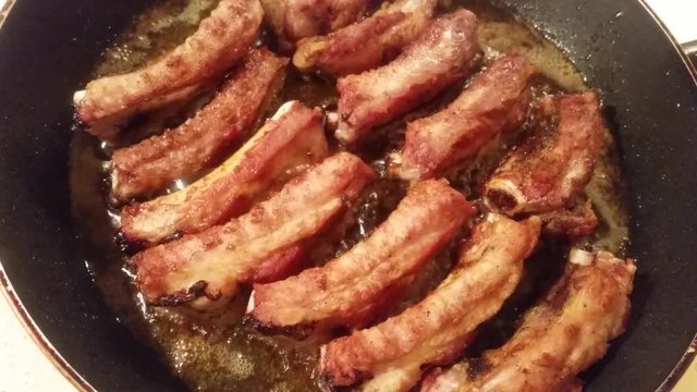 Juicy appetizing pork ribs for lunch or dinner