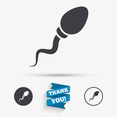 Sperm sign icon. Fertilization symbol.