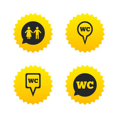WC Toilet pointer icons. Gents and ladies room.