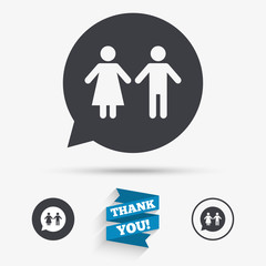 Toilet sign icon. Restroom symbol.