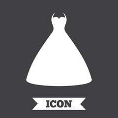 Wedding dress sign icon. Elegant bride symbol.