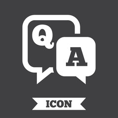 Question answer sign icon. Q&A symbol.