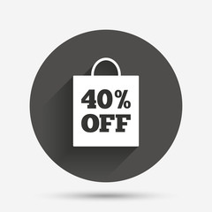 40 percent sale bag tag sign icon.