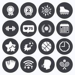 Fototapeta premium Sport games, fitness icon. Football, volleyball.
